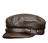 Cappelli Piatti da Uomo e da Donna, Berretto da Strillone retrò, Cappello da Panettiere in Pelle, Cappello da Taxi Vintage, Cappelli Caldi Autunnali e Invernali,Marrone,XL