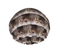 Cappelli riutilizzabili della doccia stampati del cervo della coda bianca libera, copricapo di doppio strato per la stazione termale ed il salone, grande involucro dei capelli