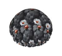 Cappelli riutilizzabili della doccia stampati margherita della coccinella, copricapo di doppio strato per la stazione termale ed il salone, grande involucro dei capelli