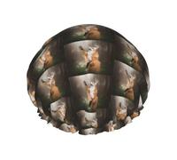 Cappelli riutilizzabili stampati della doccia del modello della volpe animale, copricapo di doppio strato per la stazione termale ed il salone, grande involucro dei capelli