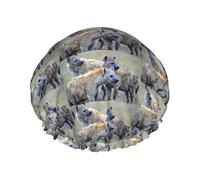 Cappelli riutilizzabili stampati iena della doccia degli animali, copricapo di doppio strato per la stazione termale ed il salone, grande involucro dei capelli