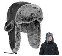 Cappelli russi da uomo, cappello da cacciatore, cappelli russi da uomo per la stagione fredda, berretto invernale in pelo spesso con paraorecchie berretto da caccia da sci da ciclismo antivento per d