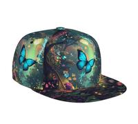 Cappelli Snapback da uomo - Enchanted Forest Butterfly A Flat Bill Brim Hat per gli uomini Cappello da baseball regolabile Nero