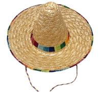 Cappelli Sombrero, Cappello Messicano da 17 Pollici Cappello di Paglia Leggero e Traspirante con Sottogola e Bordo Arcobaleno, Cappelli da Spiaggia Estivi Rustici con Tesa Larga per Costume da Fest