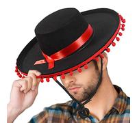 Cappelli Sombrero Con Pompon in Feltro a Tesa Larga per Cosplay | Halloween Outfit Cappello A Secchiello Per Donne Uomo Outdoor Masquerade Teatro Palco Casa Travestimento