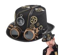 Cappelli Steampunk - Carnevale In Feltro E Metallo | Cappello Di Halloween Time Traveler Con Occhiali | Aggiunge Fascino Meccanico Vintage E Stile Per L'Uso Quando