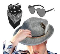 Cappelli tedeschi per Oktoberfest, cappello bavarese | Fedora Oktoberfest 1 Set Con Fazzoletto Occhiali Pelle Sintetica | Costume Oktoberfest, cappello bavarese alpino tedesco coppia