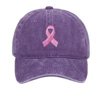 Cappelli unisex per cancro al seno International Publicity Day Ribbon Ricamati Cappelli da baseball per sport all'aria aperta, Lilla, Taglia unica