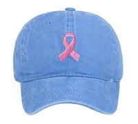 Cappelli unisex per cancro al seno International Publicity Day Ribbon Ricamati Cappelli da baseball per sport all'aria aperta, Azzurro, Taglia unica