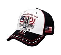 Cappelli unisex per il 25° anniversario dell'11 settembre, berretto | Berretto regolabile con bandiera patriottica americana, Cappello 11 settembre Non dimenticare mai, Con torri gemelle, Skyline