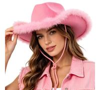 Cappelli western da donna in feltro western rosa cowboy antiscivolo | Cappello alla pescatora da donna, per feste, spiaggia, viaggi, campeggio, compleanno, club, bar, cosplay
