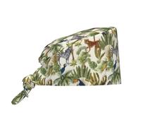 Cappellini chirurgici per donne e uomini con motivo animali della giungla morbidi comodi impermeabili regolabili cappelli chirurgici per donne e uomini con fascia per il sudore