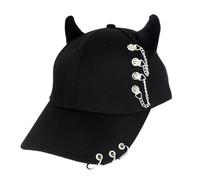 Cappellini da baseball alla moda Hip Hop con anelli in metallo regolabile, per uomini e donne, Catena nera