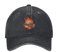 Cappellini da Baseball di Alta qualità, Calcifer Anime Washed Baseball cap Japan Street Style Trucker Hat Unisex Adolescenti Sport all'Aria Aperta Protezione Solare Cappellini da Baseball