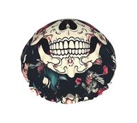 Cappellini da doccia con motivo ornamentale a teschio di fiori con doppio strato, mantengono bene i capelli sia che li indossi durante la doccia o il bagno.