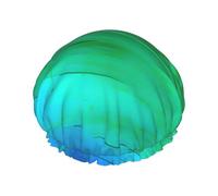 Cappellini da doccia grandi con stampa blu blu-blu cappello per capelli con fascia elastica doppio strato impermeabile per donne uomini e bambini
