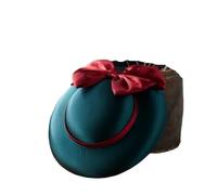 Cappellini da donna, Cappello da pescatore donna con fiocco grande for feste di banchetto a tesa larga clip multicolore