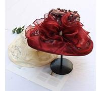 Cappellini da donna, Cappello da sole a bombetta a tesa larga UPF 50 Organza Bowknot sposa estivo multicolore