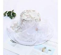 Cappellini da donna, Cappello da sole a bombetta a tesa larga UPF 50 Organza Bowknot sposa estivo multicolore