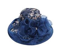 Cappellini da donna, Cappello da sole a bombetta a tesa larga UPF 50 Organza Bowknot sposa estivo multicolore