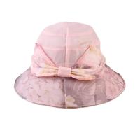 Cappellini da donna, Cappello da sole donna a tesa larga, a secchiello, a bombetta, UPF 50, grigio rosa, taglia unica