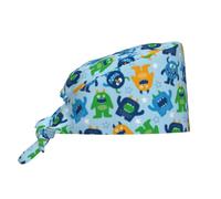 Cappellini da lavoro unisex con mostro dei cartoni animati, morbidi, comodi, regolabili, cappellini chirurgici per donne e uomini, con fascia per il sudore, impermeabili, per donne e uomini, colore
