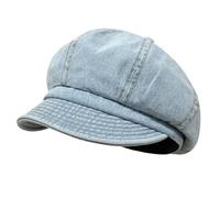 Cappellini Da Strillone In Denim Alla Moda Da Donna Cappello Ottagonale Casual Con Visiera Retrò Hat Da Artista Pittore Cappelli Da Violinista Con Cappello Da Tassista(Light blue)