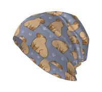 Cappellini da uomo e da donna - Cappello comodo in maglia Capybara ed erba chemio cappello da sera nero