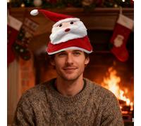 Cappellini di Natale per adulti - Cappelli divertenti per feste - Cappello di Babbo Natale interattivo in peluche con luce e suono - per feste carnevale scenario performance cabina foto accessorio