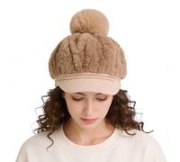 Cappellini in Lana da Donna, Cappello Cappotto con Pompon | Beautiful con Visiera - per Donna e Ragazza in Vacanza Escursionismo Sci Viaggio Quotidiano, Kaki