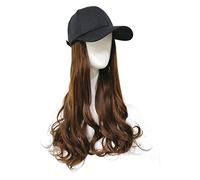 cappellini per parrucche Cappello per parrucca Cappello da baseball per capelli lunghi e ricci alla moda da donna con parrucca Copricapo completo c(3