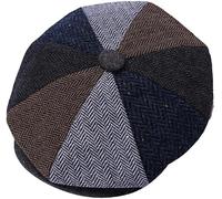 Cappellini piatti da uomo UK 8 pannelli Peaky Flat Baker Boy Cappelli di lana Gatsby Tweed Lana Newsboy Stile Donna Baker 1920s Cappello Piatto Cappello Uomo Plain Herringbone Cap, Spina di pesce