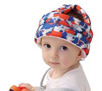 Cappellini protettivi per bambini casco pettorina anti-collisione Cap protezione testa capretto cappello con mentoniera in cotone traspirante protezione testa cappello di sicurezza regolabile per 0-6 anni neonato ragazza ragazzo imparare a camminare stand