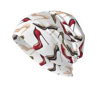 Cappellini Uomo Donna - Scarpe con tacco alto comode con stampa carina in maglia per chemioterapia, cappello da sera nero