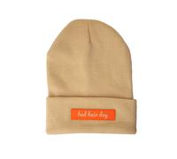 Fisura - Berretto invernale unisex Bad hair day. Berretto invernale beige da uomo. Berretto invernale da donna con messaggio. Berretto lavorato a maglia in acrilico e poliestere.