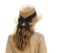 Cappellino Bianco - Cappello da Donna in Stile Francese per L'Estate Un Elegante Cappello da Sole a Tesa Piatta Perfetto per Il Mare e la Spiaggia