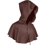 Cappellino con cappuccio per Halloween, unisex, Medieval Short Hooded Coat, Cosplay, Poncho, Christmas, Carnival, Party, Accessories, Props, Unisex, Taglia unica (colore caffè)