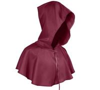 Cappellino con cappuccio unisex per Halloween, Medieval Short Hooded Coat, Cosplay, Poncho, Christmas, Carnival, Party, Accessories, Props, Unisex, Taglia unica (rosso)