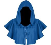 Cappellino con cappuccio unisex per Halloween, Medieval Short Hooded Coat, Cosplay, Poncho con cappuccio, Christmas, Carnival, Party, Accessories, Props, Unisex, Taglia unica (blu)