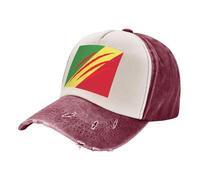 Cappellino da Baseball Classico Personalizzato con Motivo Della Bandiera Del Congo,Cappello In Denim Lavato Vintage,Costruzione Della Corona Strutturata,Comoda da Indossare Tutto Il Giorno 2 One Size
