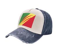 Cappellino da Baseball Classico Personalizzato con Motivo Della Bandiera Del Congo,Cappello In Denim Lavato Vintage,Costruzione Della Corona Strutturata,Comoda da Indossare Tutto Il Giorno 5 One Size