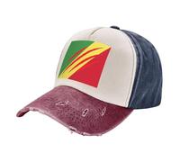 Cappellino da Baseball Classico Personalizzato con Motivo Della Bandiera Del Congo,Cappello In Denim Lavato Vintage,Costruzione Della Corona Strutturata,Comoda da Indossare Tutto Il Giorno 1 One Size