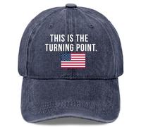 Cappellino da baseball con bandiera americana, design "This is The Turning Point", unisex, nero e rosa, regolabile da 55 a 58 cm (UK, numerico, 8, blu scuro)