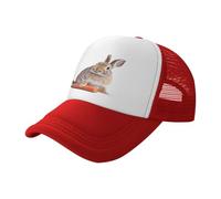 Cappellino da baseball con coniglio e carota, in rete nera, traspirante, adatto per pesca ed escursionismo