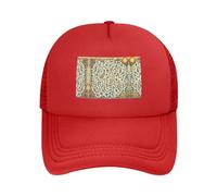Cappellino da baseball con mappa del tesoro del labirinto, nero, regolabile, in rete, unisex, per corsa e pesca all'aperto, Rosso, taglia unica