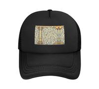 Cappellino da baseball con mappa del tesoro del labirinto, nero, regolabile, in rete, unisex, per corsa e pesca all'aperto, Nero, taglia unica