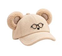 Cappellino da baseball con orecchie da orso 3D e caldo peluche | Occhiali che indossano il viso dell'orso e le orecchie di peluche, la tesa curva aggiunge calore per le donne autunno e
