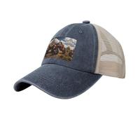 Cappellino da baseball da cowboy in rete da uomo nero - Cappello da camionista rosso con stampa trattore/cappello da sole estivo/Cappellini traspiranti per papà, Blu navy, Taglia unica