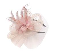 Cappellino da baseball da donna in pelle e piume, alla moda, per matrimoni e feste, Arancione, Taglia unica