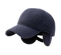 Cappellino da baseball da uomo con paraorecchie, invernale, con visiera calda, per attività all'aria aperta, stile Old School Style Dad Hat in lana invernale/autunno, Blu, 60-63